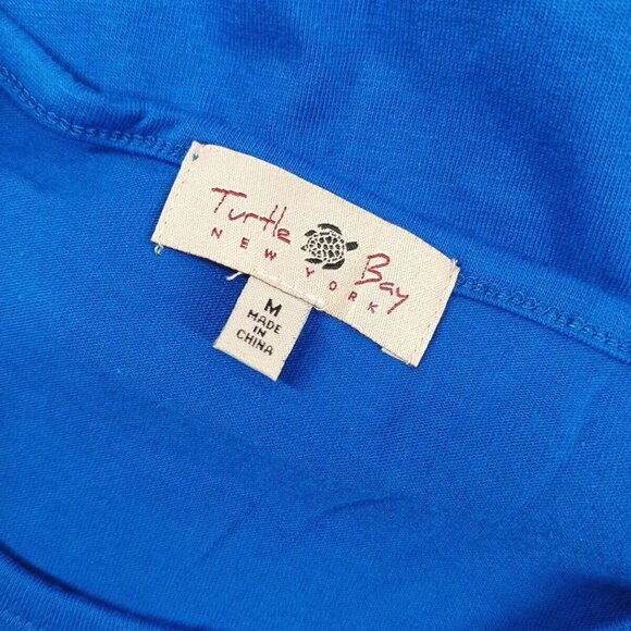 New TURTLE BAY Miss Roy 3/4 Sleeve Top MEDIUM(8-10) Blue Cotton Blend - Picture 8 of 9